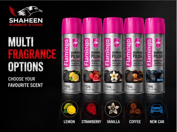 Flamingo Dashboard Polish Spray 450ml – Multi-Fragrance Interior Shine & Protection