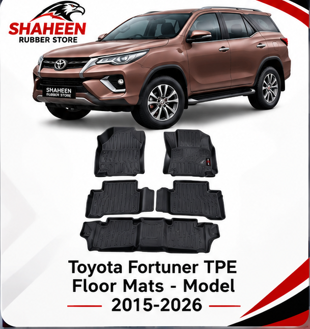 Toyota fortuner TPE floor mats model 2015-2026