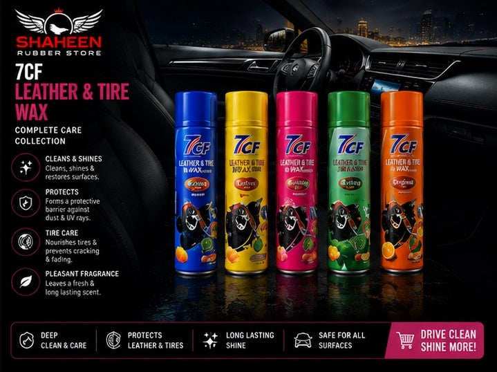 7CF Leather & Tire Wax Spray 450ml – Multi-Purpose Interior & Exterior Shine & Protection