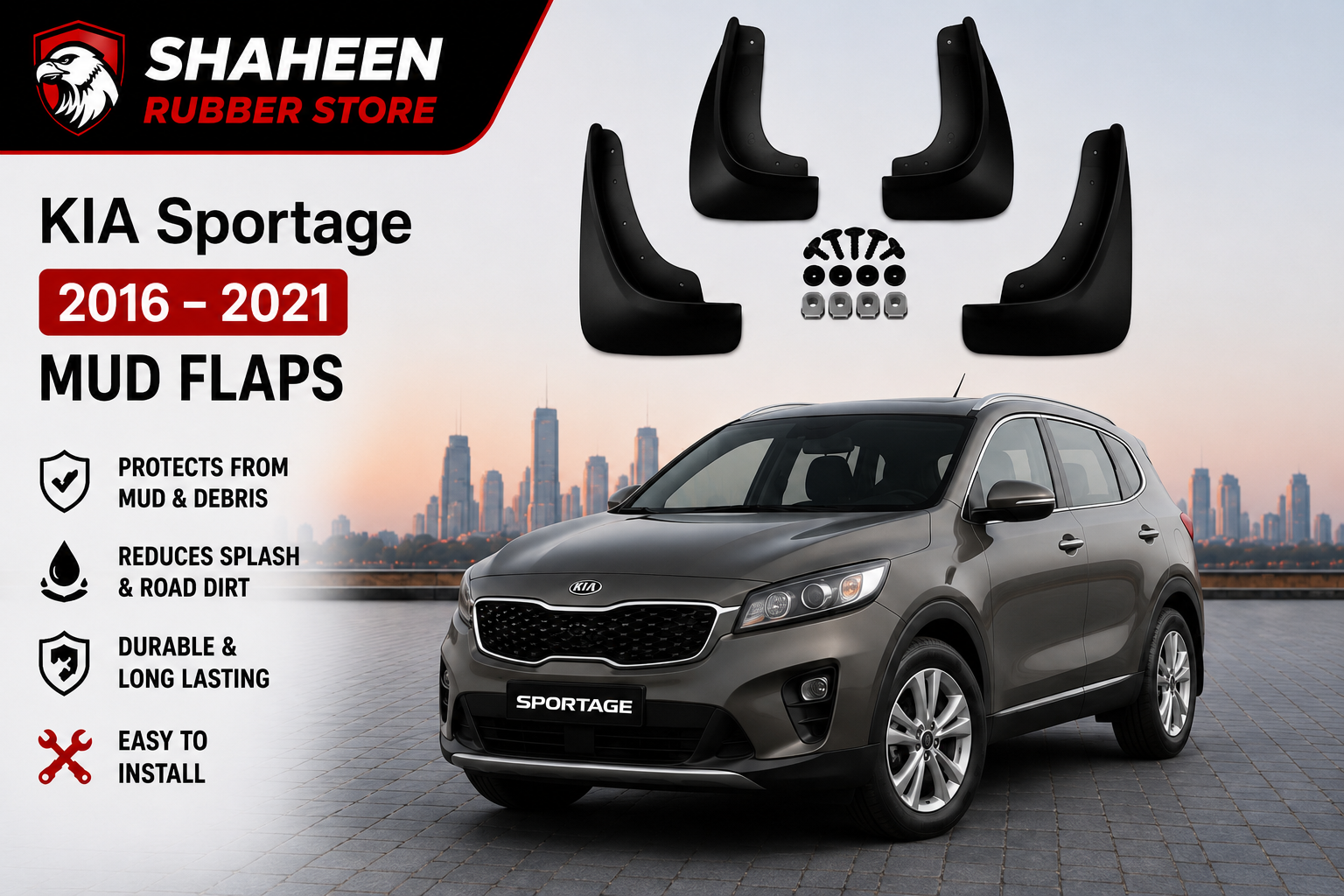 Kia sportage mudflap 4 Sided